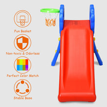 Load image into Gallery viewer, Gymax 2 Step Children Folding Slide w/ Basketball Hoop For Kids Indoor &amp; Outdoor
