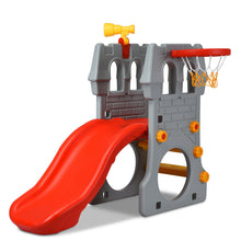 Load image into Gallery viewer, Gymax 2-Step Children Castle Slide Basketball Hoop and Telescope Toy Indoor &amp; Outdoor
