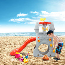 Load image into Gallery viewer, Gymax 2-Step Children Castle Slide Basketball Hoop and Telescope Toy Indoor &amp; Outdoor
