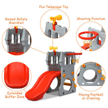Load image into Gallery viewer, Gymax 2-Step Children Castle Slide Basketball Hoop and Telescope Toy Indoor &amp; Outdoor
