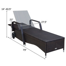 Load image into Gallery viewer, Gymax Cushioned Outdoor Wicker Chaise Lounge Chair w/ Wheel Adjustable Backrest

