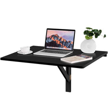 Load image into Gallery viewer, Gymax Wall-Mounted Drop-Leaf Table Floating Folding Desk Space Saver Black
