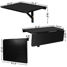 Load image into Gallery viewer, Gymax Wall-Mounted Drop-Leaf Table Floating Folding Desk Space Saver Black
