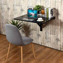 Load image into Gallery viewer, Gymax Wall-Mounted Drop-Leaf Table Floating Folding Desk Space Saver Black
