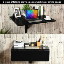 Load image into Gallery viewer, Gymax Wall-Mounted Drop-Leaf Table Floating Folding Desk Space Saver Black
