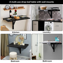 Load image into Gallery viewer, Gymax Wall-Mounted Drop-Leaf Table Floating Folding Desk Space Saver Black
