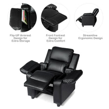 Load image into Gallery viewer, Gymax Deluxe Padded Kids Sofa Armchair Recliner Headrest Children w/ Storage Arm Black
