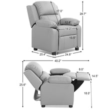 Load image into Gallery viewer, Gymax Deluxe Padded Kids Sofa Armchair Recliner Headrest Children w/ Storage Arms Gray
