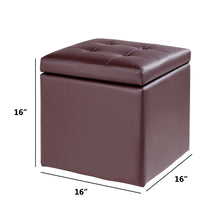 Load image into Gallery viewer, Gymax Storage Box Ottoman Square Seat Foot Stool Chair Cube Hinge Top Brown
