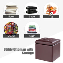 Load image into Gallery viewer, Gymax Storage Box Ottoman Square Seat Foot Stool Chair Cube Hinge Top Brown
