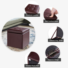 Load image into Gallery viewer, Gymax Storage Box Ottoman Square Seat Foot Stool Chair Cube Hinge Top Brown

