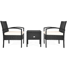 Load image into Gallery viewer, Gymax 3PCS Rattan Patio Conversation Set Outdoor Furniture Set w/ Storage Table
