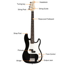 Load image into Gallery viewer, Gymax Electric Bass Guitar Full Size 4 String w/ Bag Strap Guitar Pick Amp Cord Black
