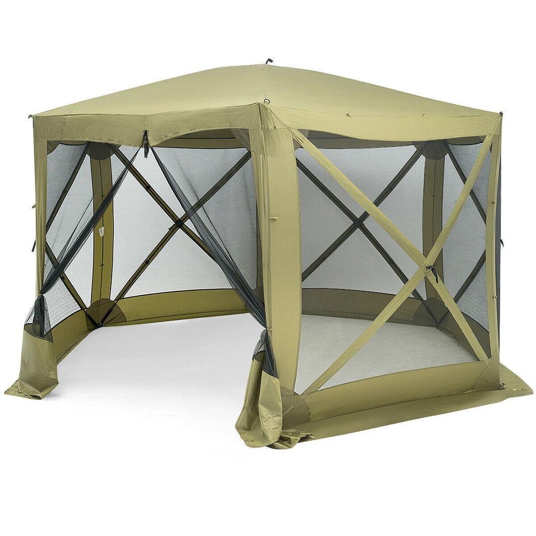 Gymax Portable Pop Up 6 Sided Canopy Instant Gazebo Screen Tent Green