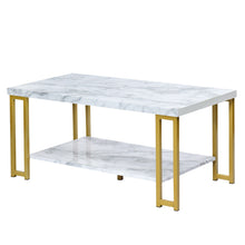 Load image into Gallery viewer, Gymax Modern Coffee Table Faux Marble Top Accent Cocktail Table w/ Gold Metal Frame
