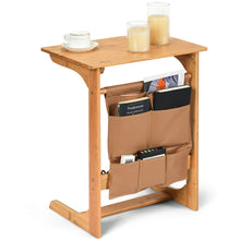 Load image into Gallery viewer, Gymax Bamboo Sofa Table Laptop Desk Coffee Snack End Table Bedside Table W/Storage Bag
