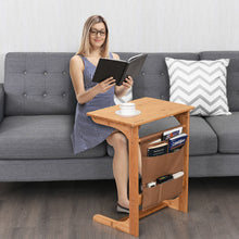 Load image into Gallery viewer, Gymax Bamboo Sofa Table Laptop Desk Coffee Snack End Table Bedside Table W/Storage Bag
