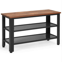 Load image into Gallery viewer, Gymax 3-Tier Shoe Rack Industrial Shoe Bench with Storage Shelves for LivingRoom
