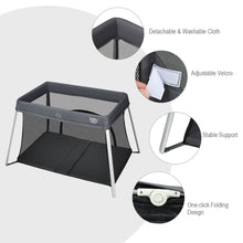 Load image into Gallery viewer, Gymax Foldable Baby Playpen Playard Lightweight Crib w/ Carry Bag For Infant Dark Gray
