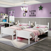 Load image into Gallery viewer, Gymax Wooden Twin Over Twin Bunk Beds Convertable 2 Individual Twin Beds White
