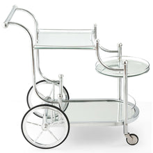 Load image into Gallery viewer, Gymax Serving Cart Kitchen Bar Wine Tea Cart Glass Shelves &amp; Metal Frame with Wheels
