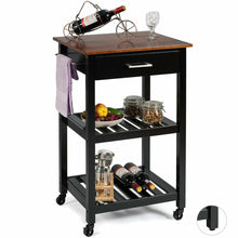Load image into Gallery viewer, Gymax 2 in 1 Kitchen Trolley Island Cart Seving Cart w/ Open Shelves &amp; Wheels

