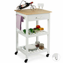 Load image into Gallery viewer, Gymax 2 in 1 Kitchen Trolley Island Cart Seving Cart w/ Open Shelves &amp; Wheels

