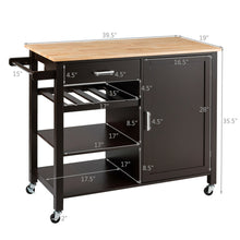 Load image into Gallery viewer, Gymax 4-Tier Wood Kitchen Island Trolley Cart Storage Cabinet w/ Wine Rack &amp; Drawer
