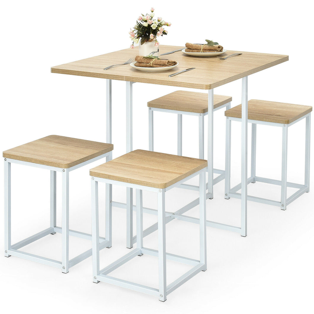 Gymax 5 Piece Dining Table And Chairs Set Metal Legs Compact Space Bar Pub Kitchen
