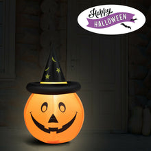 Load image into Gallery viewer, Gymax 4ft Giant Inflatable Capped Pumpkin Lantern w/ LED &amp; Halloween Wizard Witch Hat
