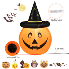 Load image into Gallery viewer, Gymax 4ft Giant Inflatable Capped Pumpkin Lantern w/ LED &amp; Halloween Wizard Witch Hat
