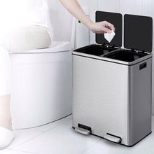 Load image into Gallery viewer, Gymax 16 Gallon Dual Step Trash Can Recycling Stainless Steel Double Bucket Pedal Bin
