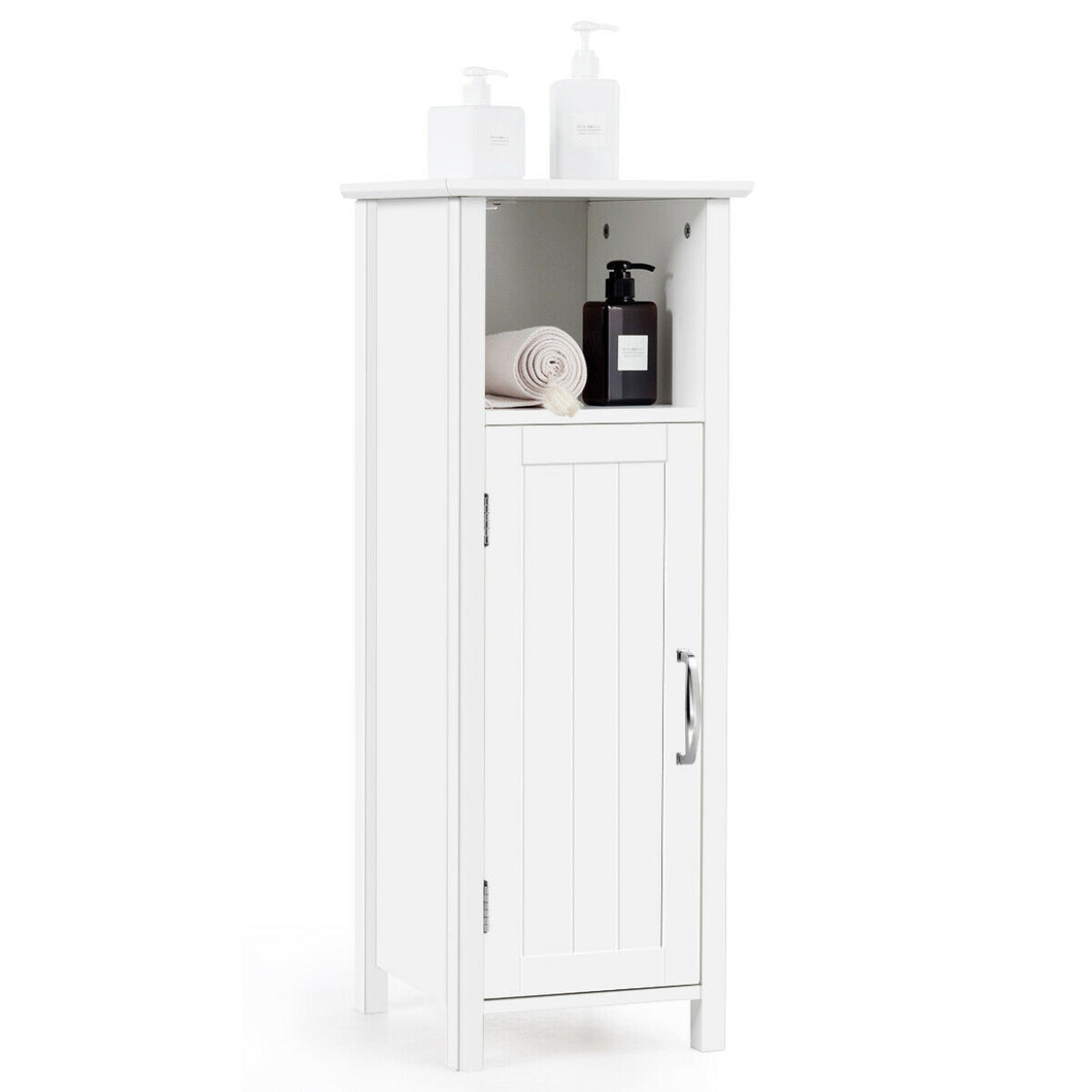 Gymax Bathroom Floor Storage Cabinet Free Standing w/ Single Door Adjustable Shelf