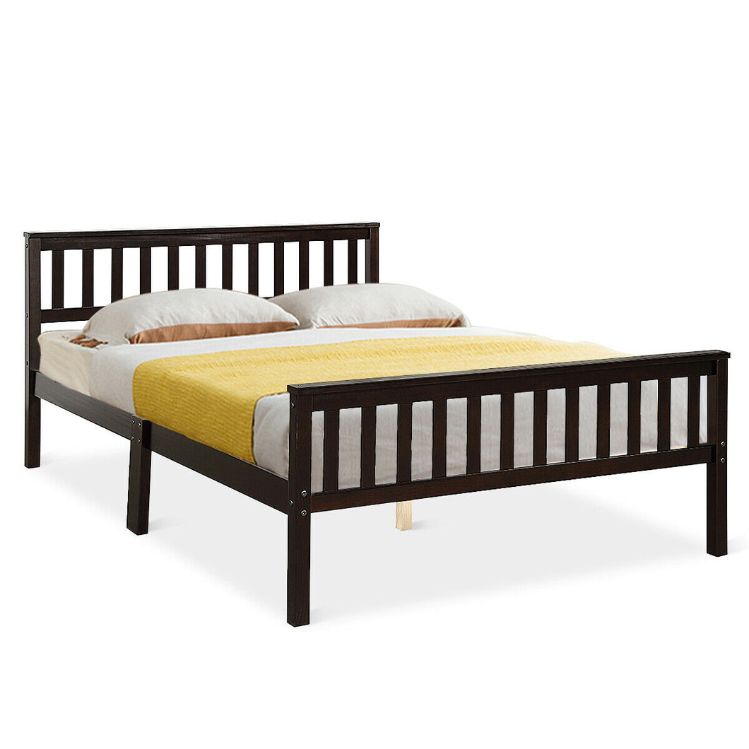 Gymax Wood Bed Frame Wood Slats Support Platform W/Solid Headboard&Footboard Full Size