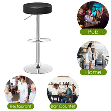 Load image into Gallery viewer, Gymax 1 PC Bar Stool Round Leather Seat Chrome Leg Adjustable Hydraulic Swivel Black
