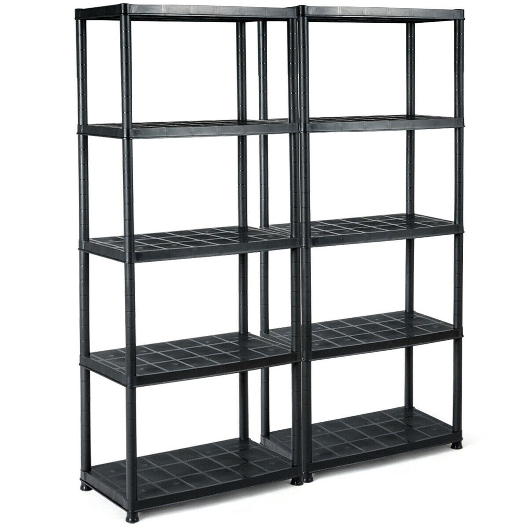 Gymax 2 Pieces 5-Tier Ventilated Shelving Storage Rack Free Standing Multi-Use Shelf Unit
