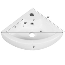 Load image into Gallery viewer, Gymax Wall Mount Corner Ceramic Vessel Sink Angled Art Basin w/ Overflow &amp; Faucet Hole
