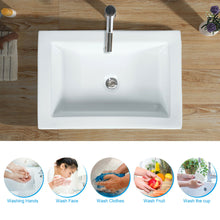 Load image into Gallery viewer, Gymax Rectangular Ceramic Bathroom Vessel Sink Above Counter Art Basin w/ Pop-up Drain
