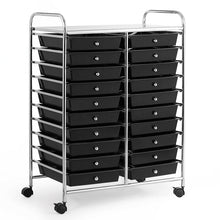 Load image into Gallery viewer, Gymax Office Rolling Cart 20 Storage Drawers Scrapbook Paper Studio Organizer Clear Black
