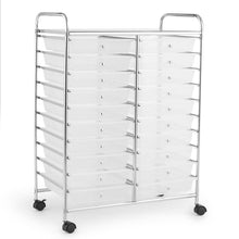 Load image into Gallery viewer, Gymax Office Rolling Cart 20 Storage Drawers Scrapbook Paper Studio Organizer Clear Black
