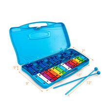 Load image into Gallery viewer, Gymax 25 Notes Kids Glockenspiel Chromatic Metal Xylophone w/ Blue Case and 2 Mallets

