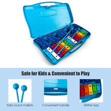 Load image into Gallery viewer, Gymax 25 Notes Kids Glockenspiel Chromatic Metal Xylophone w/ Blue Case and 2 Mallets
