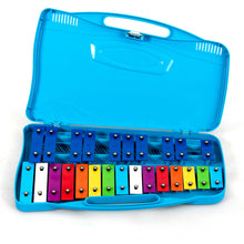 Load image into Gallery viewer, Gymax 25 Notes Kids Glockenspiel Chromatic Metal Xylophone w/ Blue Case and 2 Mallets
