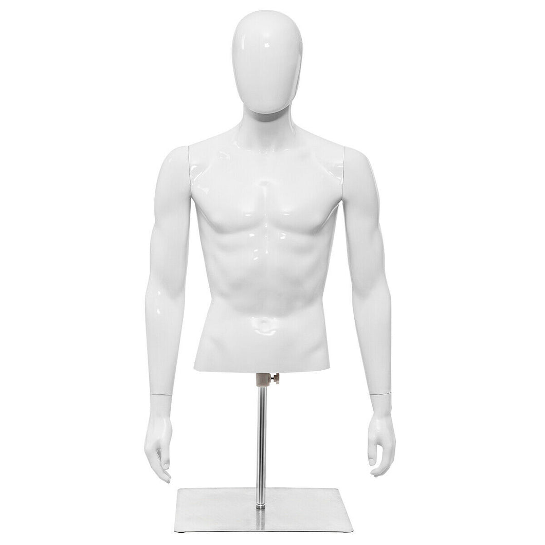 Gymax Half Body Mannequin Form Male Head Turn Display White