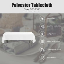 Load image into Gallery viewer, Gymax 10 PCS 90&#39;&#39; x 156&#39;&#39; Rectangle Polyester Tablecloth Wedding Party Home Decor White
