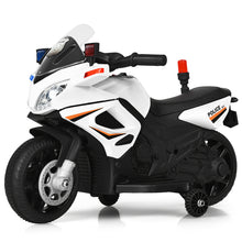 Load image into Gallery viewer, Gymax 6V Electric Toy Motorcycle Kids Ride On Police Scooter w/ Training Wheels White/Red/Blue
