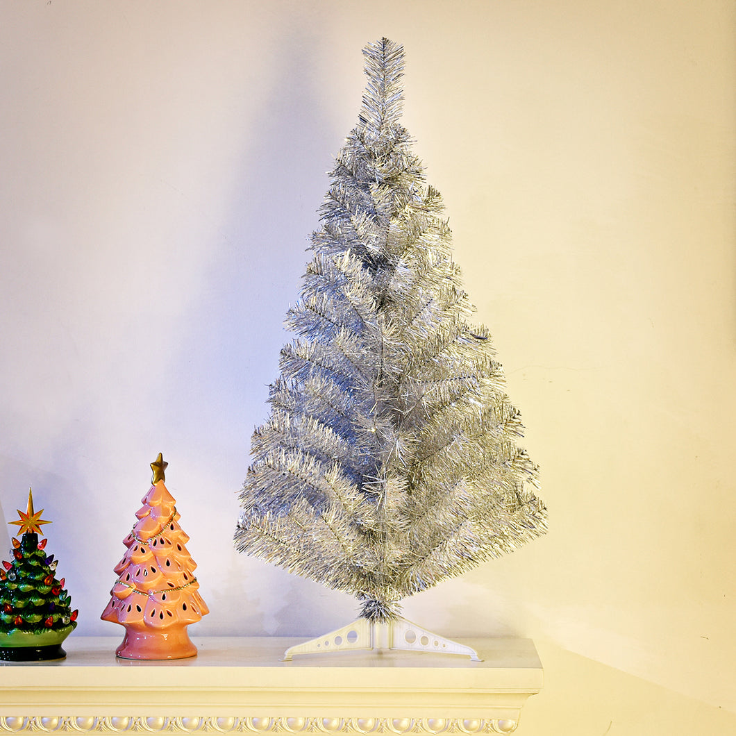 Gymax 3ft Pencil Artificial Christmas Tree, Electroplate Pencil Tree (Silver)