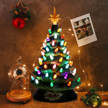Load image into Gallery viewer, Gymax 15 Inch Artificial Christmas Tree Tabletop Ceramic Tree Green/Silver/Gold
