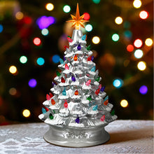 Load image into Gallery viewer, Gymax 15 Inch Artificial Christmas Tree Tabletop Ceramic Tree Green/Silver/Gold
