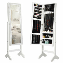 Load image into Gallery viewer, Gymax Full Length Mirror Jewelry Organizer Vanity Box w/ 18 LED Lights White

